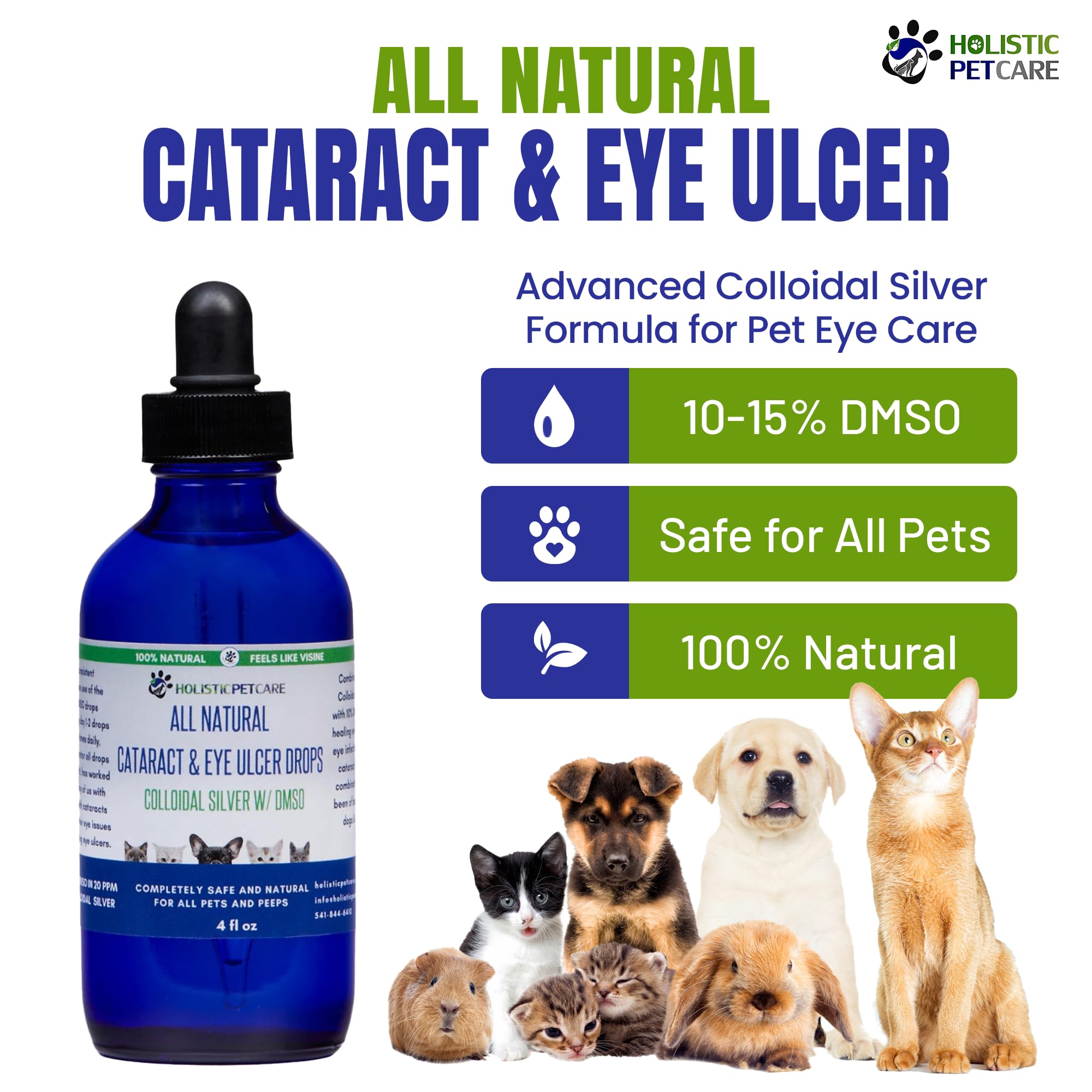 HOLISTIC PET CARE application drops shows quick, gentle eye treatment