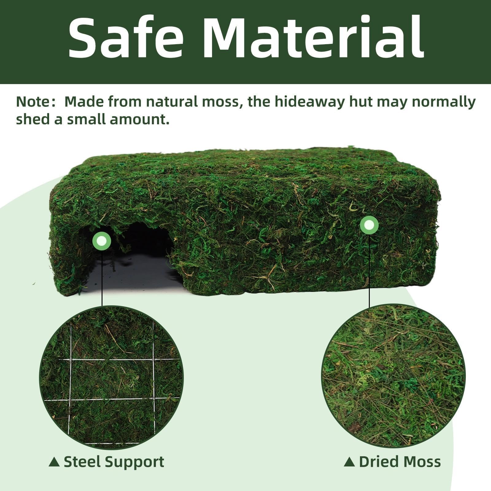 Hollima Mossy Cave Hide terrarium setup adds realistic shelter and enrichment.