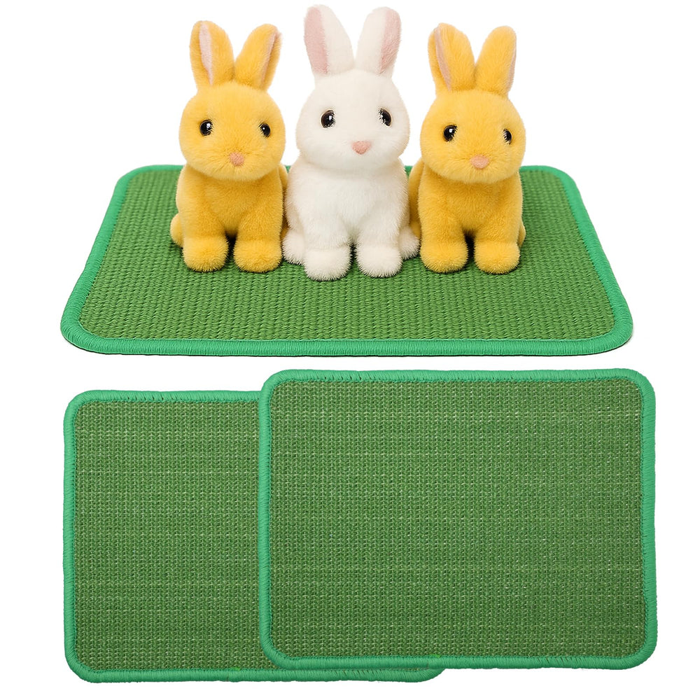 Hollima rabbit-scratcher-mat-green shows the natural sisal texture for indoor rabbits.