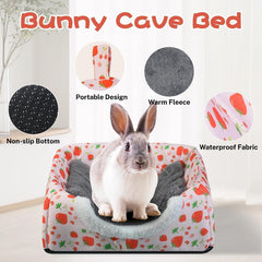 Hollima washable bunny bed outer-shell view emphasizes easy cleaning and durable waterproof surface.