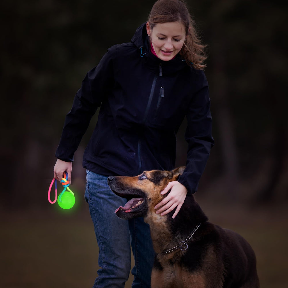 Hollowfly 12-inch rope glow-ball setup aids recall training