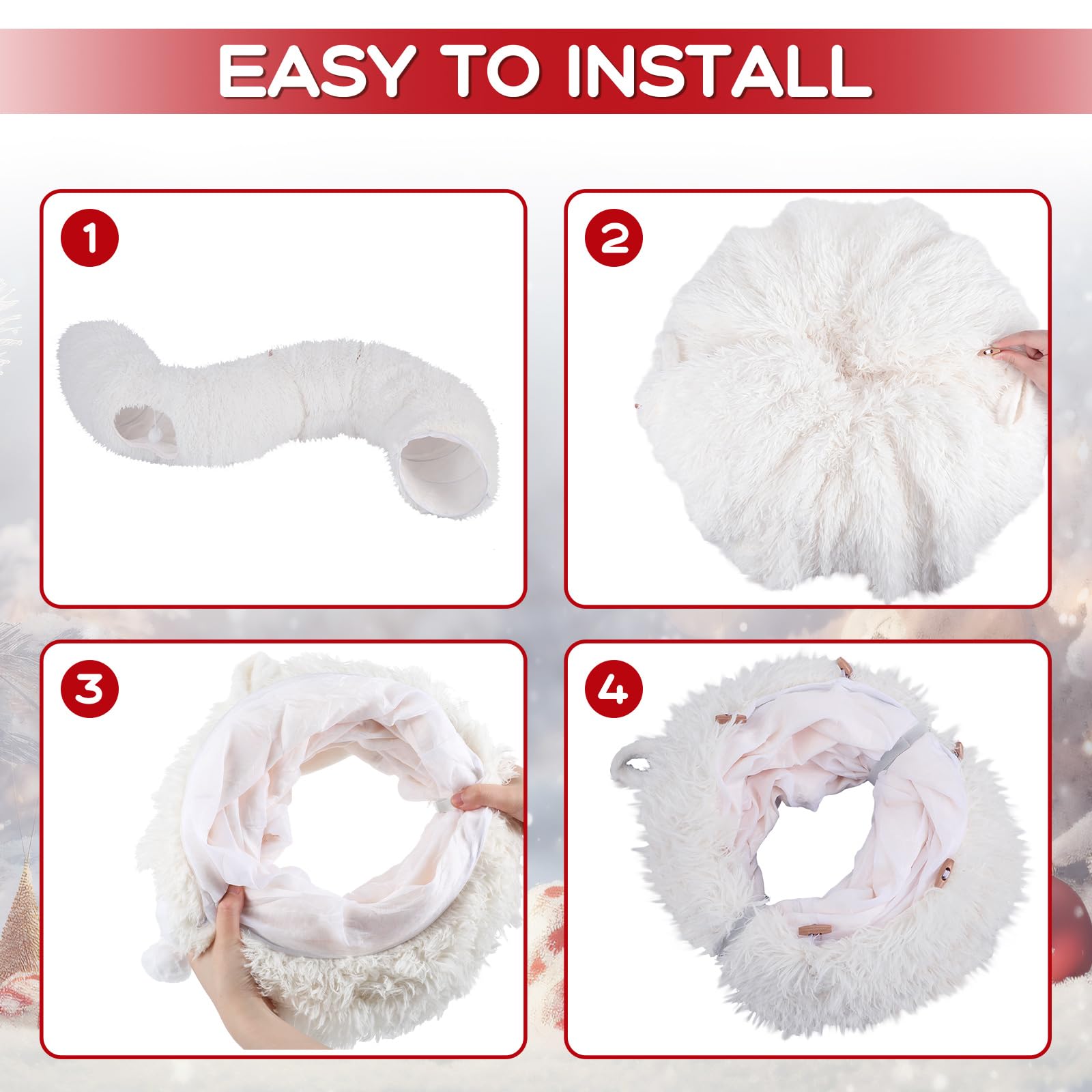 Hollowfly cat tunnel play area in C shape invites pouncing and exploration