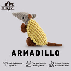 Hollypet Armadillo plush toy used for dog play and fetch
