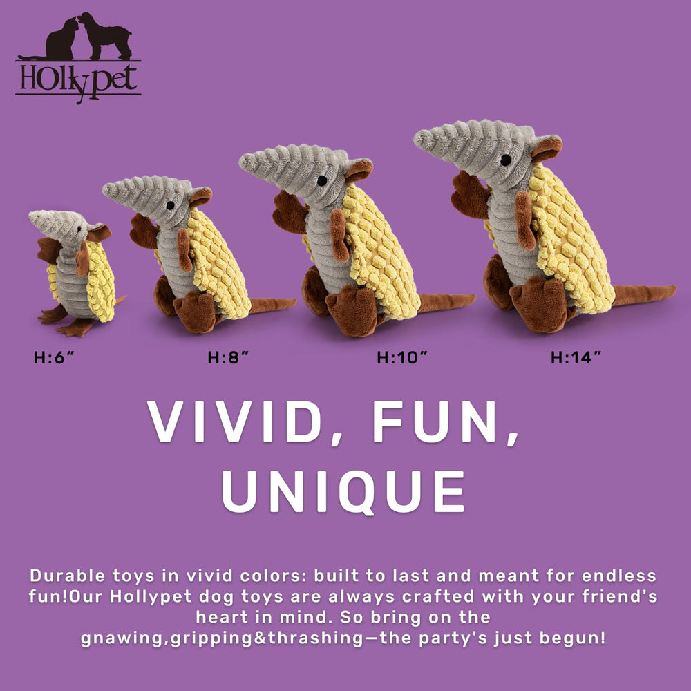 Hollypet Armadillo plush toy grunt-sound for engaging fetch