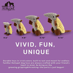 Hollypet Armadillo plush toy grunt-sound for engaging fetch