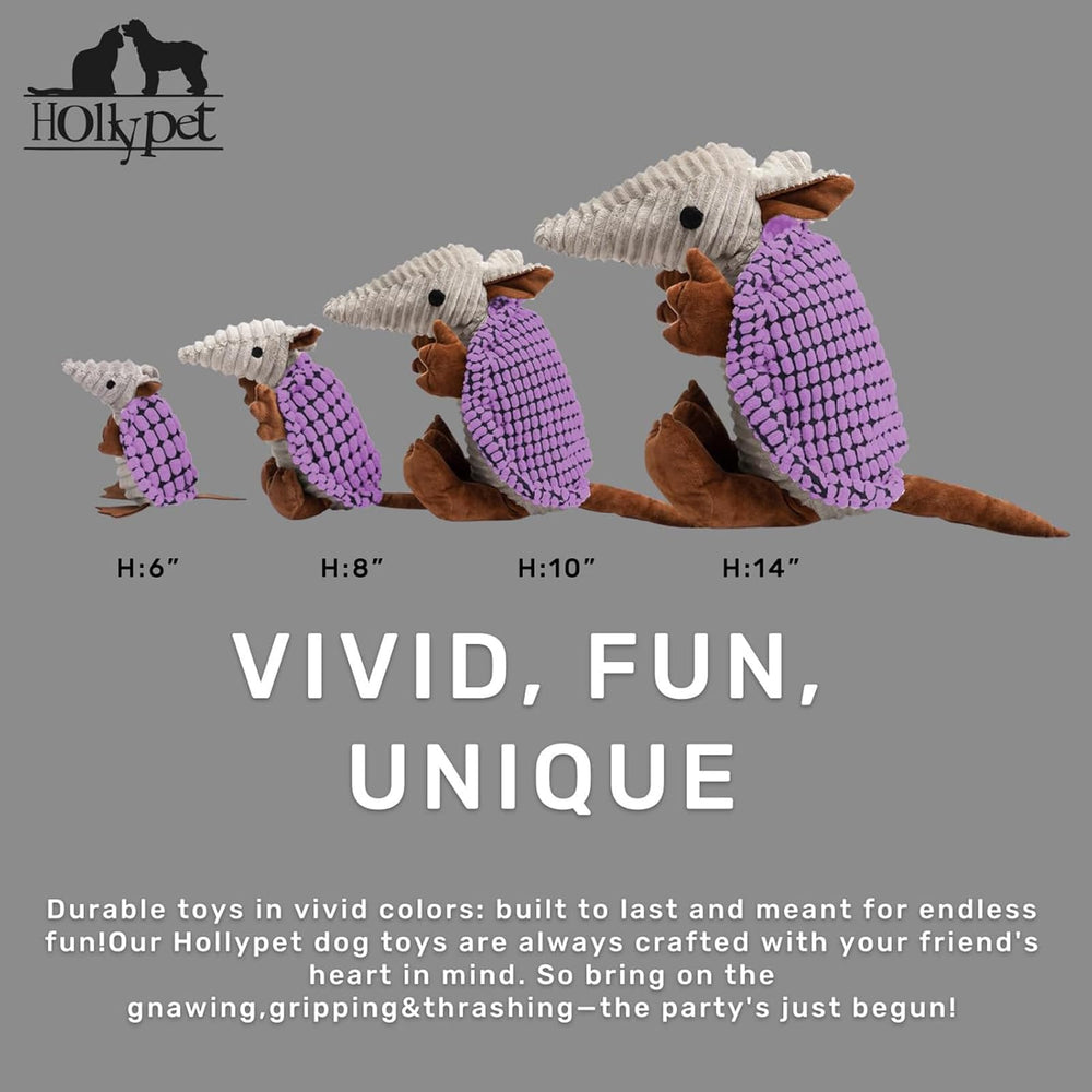 Hollypet Armadillo squeak toy purple features a unique grunt for interactive play.