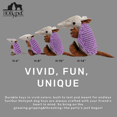 Hollypet Armadillo squeak toy purple features a unique grunt for interactive play.