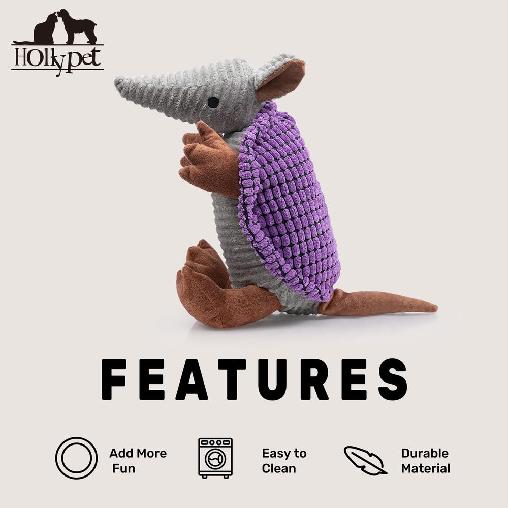 Hollypet Armadillo plush toy supports calm, stress-free bonding play.