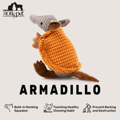 Hollypet armadillo toy being tossed during fetch supports active play.