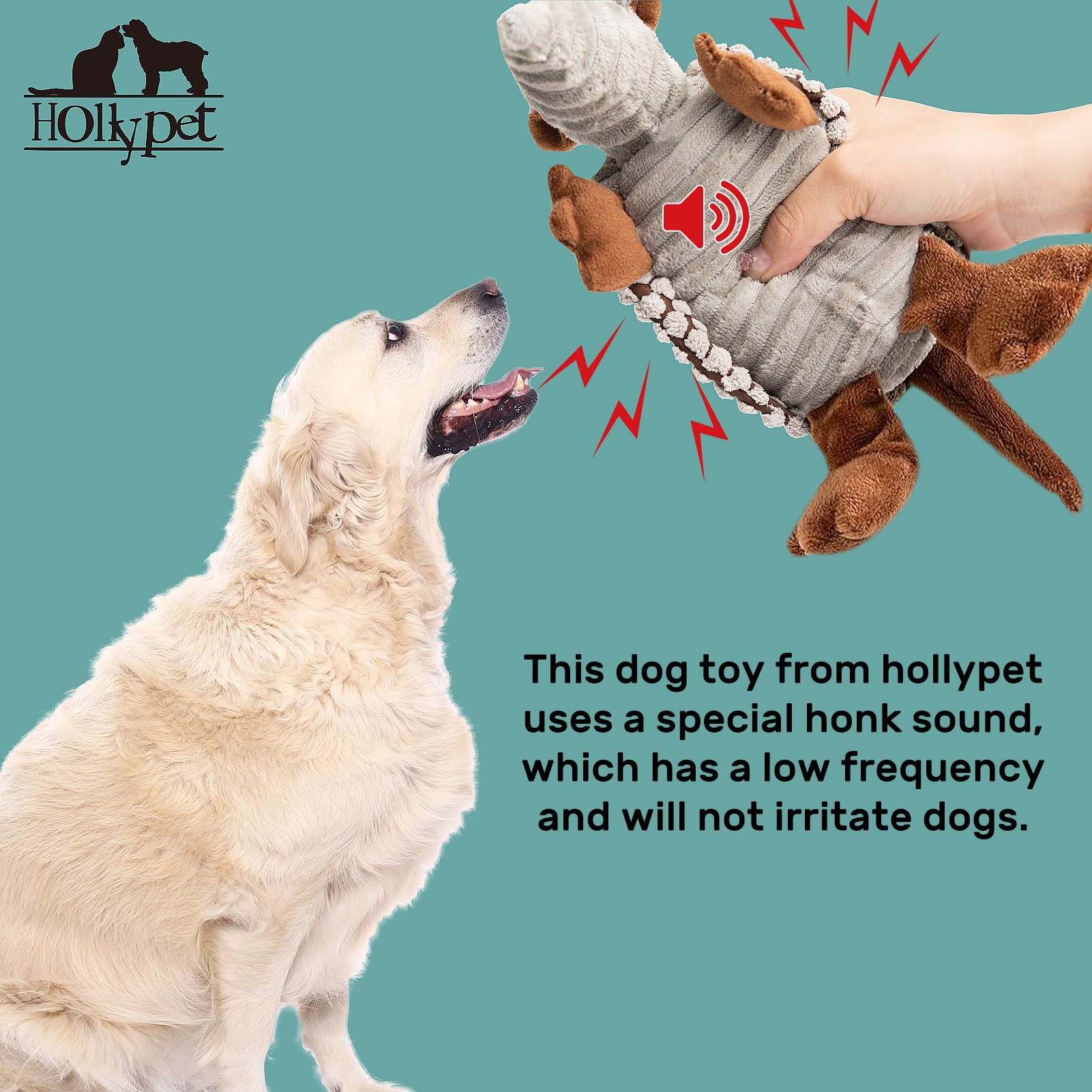 Hollypet Armadillo plush toy gray during outdoor fetch.
