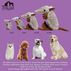 Hollypet Armadillo plush toy squeaker close-up for engaging play.