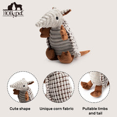 Hollypet Armadillo plush toy with textured surface for gum massage.