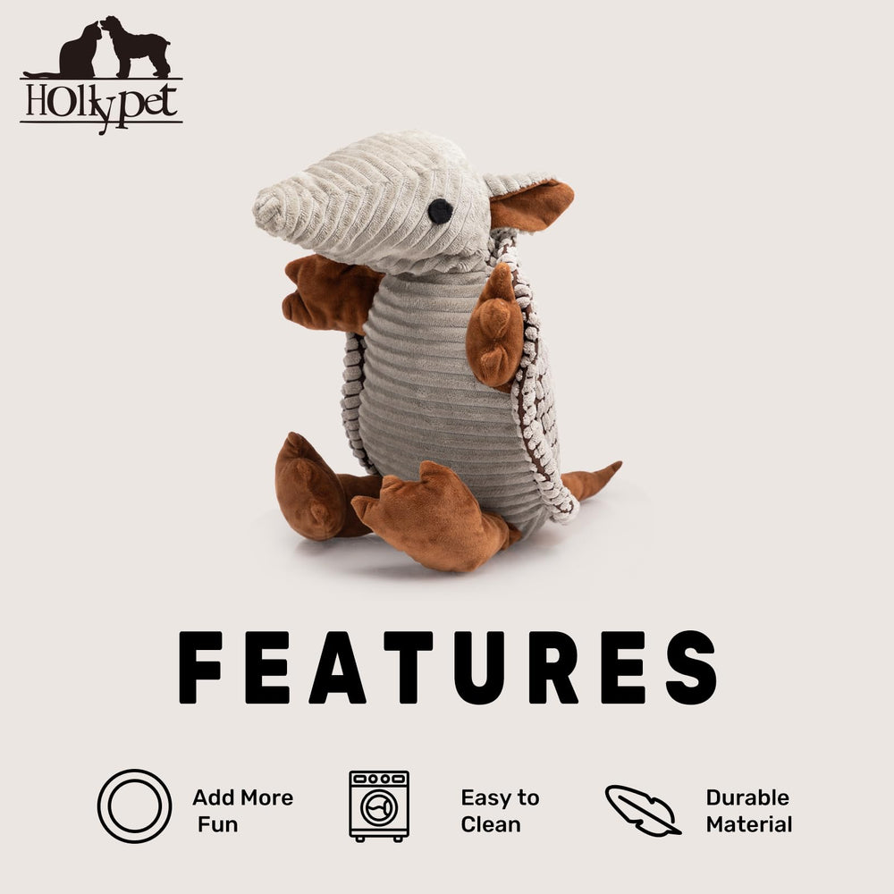 Hollypet Armadillo toy size range image showing options for all dogs.