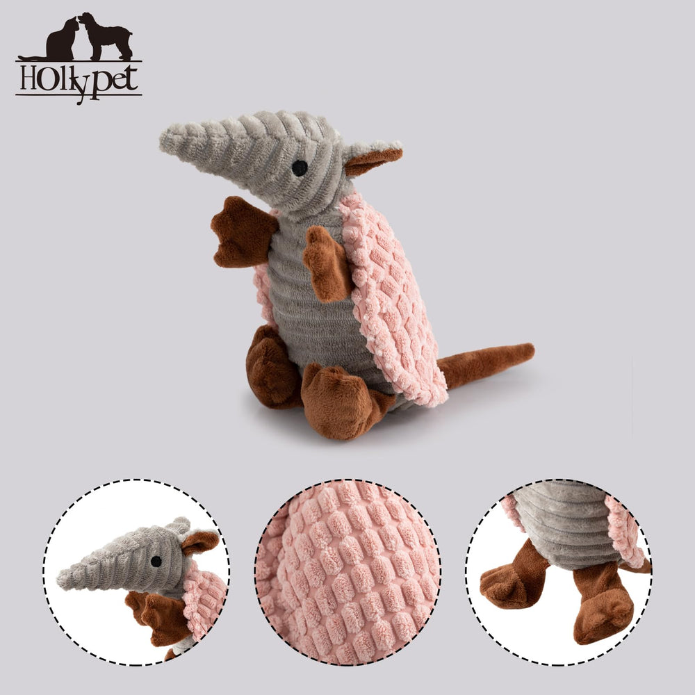 Hollypet Armadillo toy texture closeup highlighting soft plush and grip
