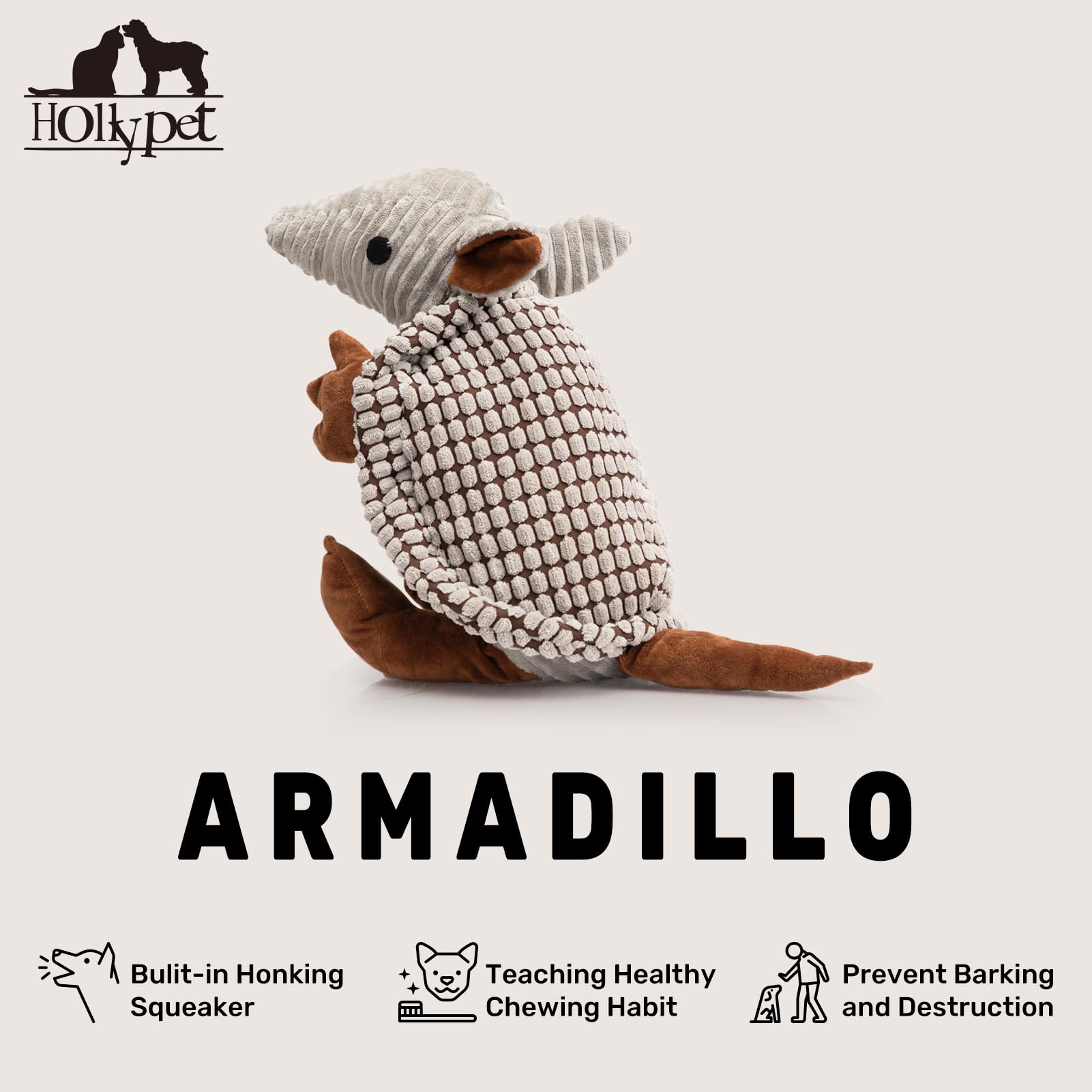 Hollypet Armadillo toy textured surface image showing gum-massage feel during chew.