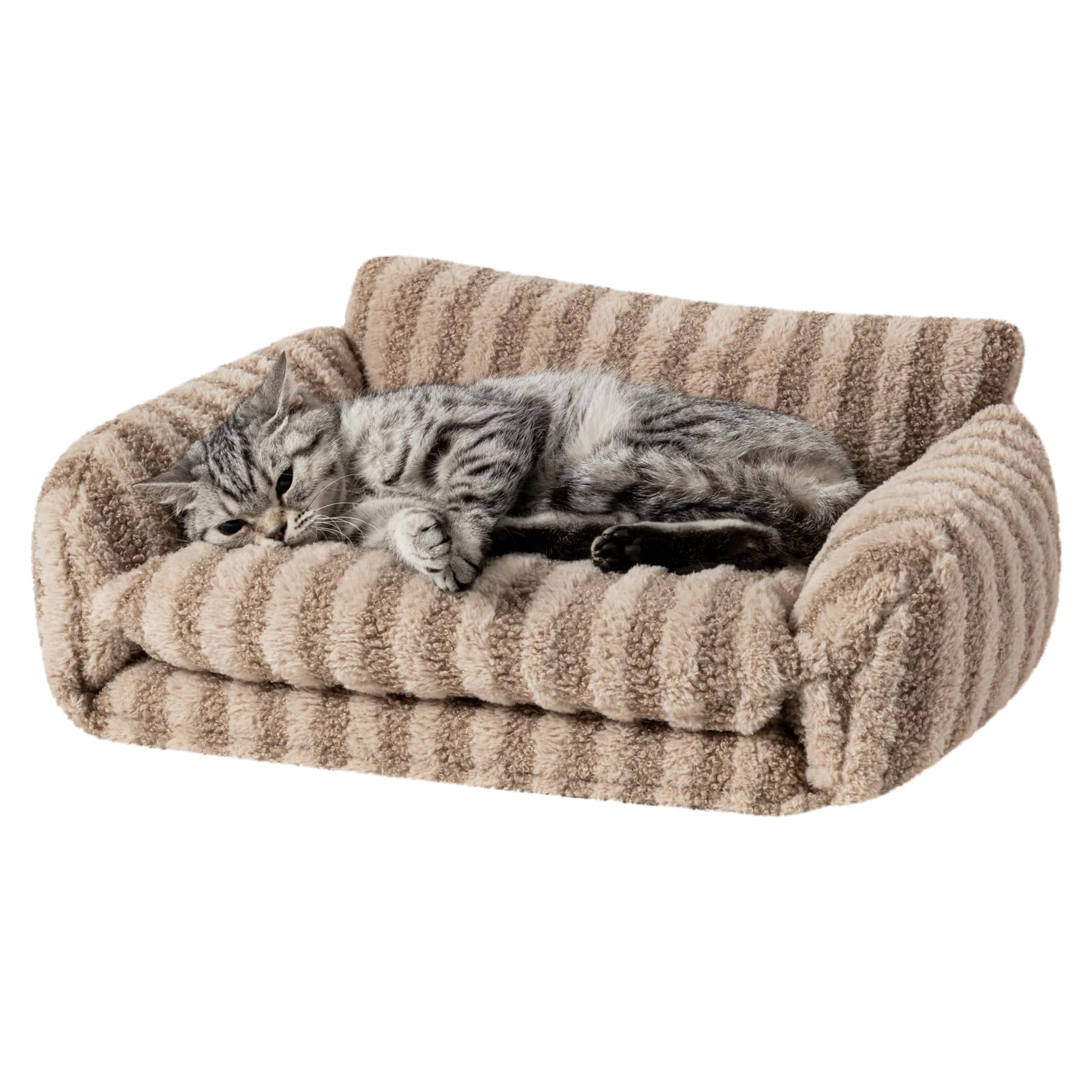 Hollypet cat bed double-layer cushion close-up shows egg-crate foam for comfortable support
