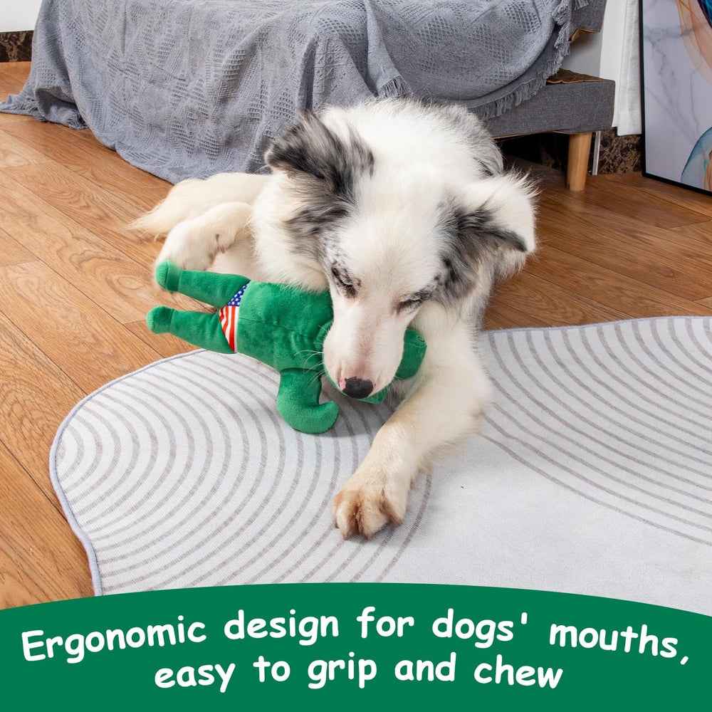 Hollypet crocodile toy toss-and-retrieve encourages activity and reduces boredom.