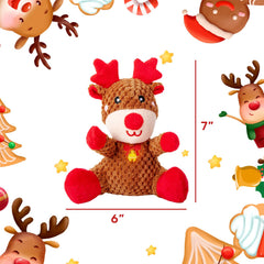 Hollypet durable plush dog toy elk in action during indoor fetch play