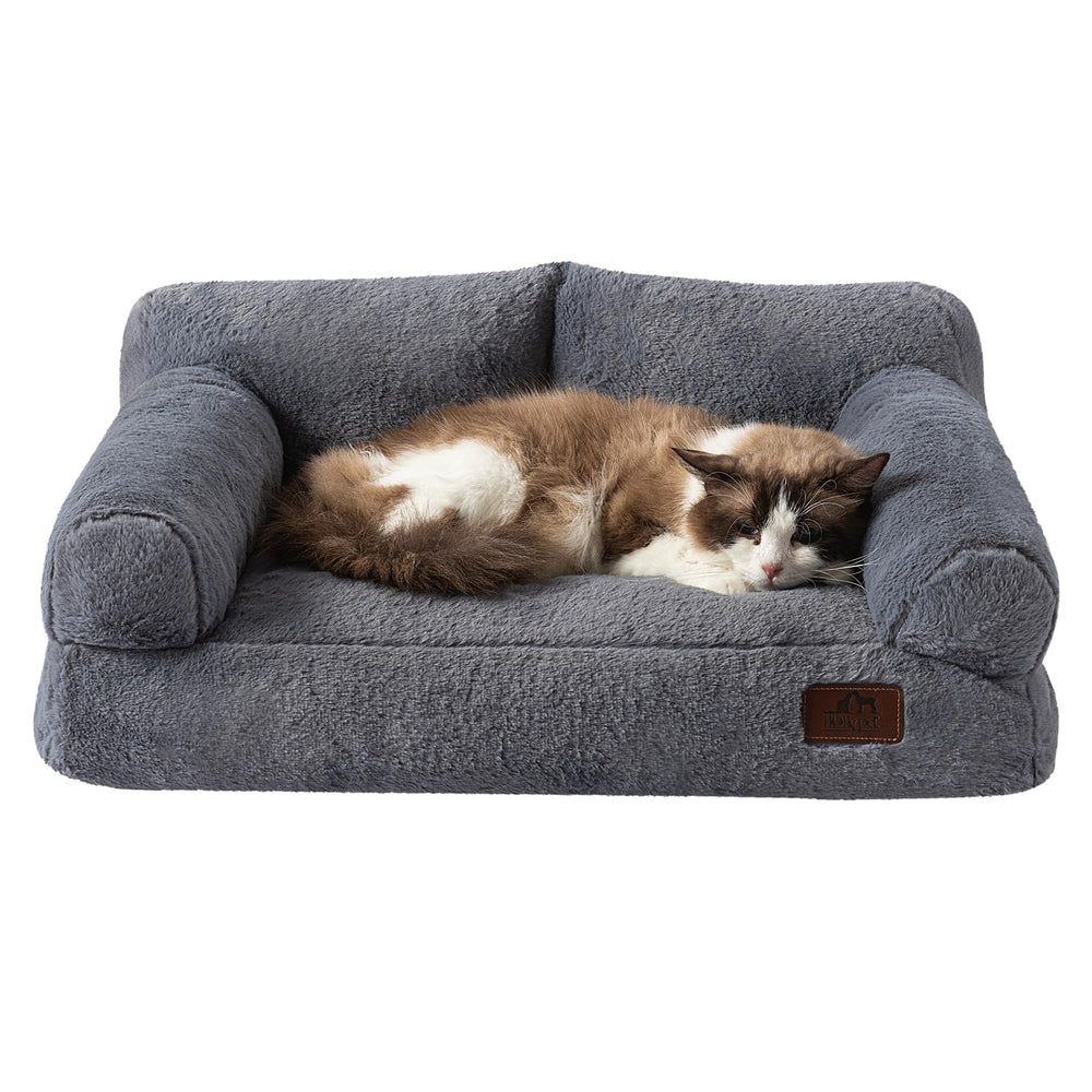 Hollypet Fluffy Plush Bed gray color complements modern decor.