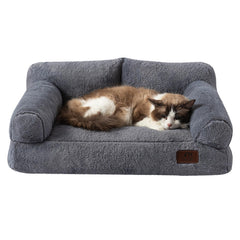 Hollypet Fluffy Plush Bed gray color complements modern decor.