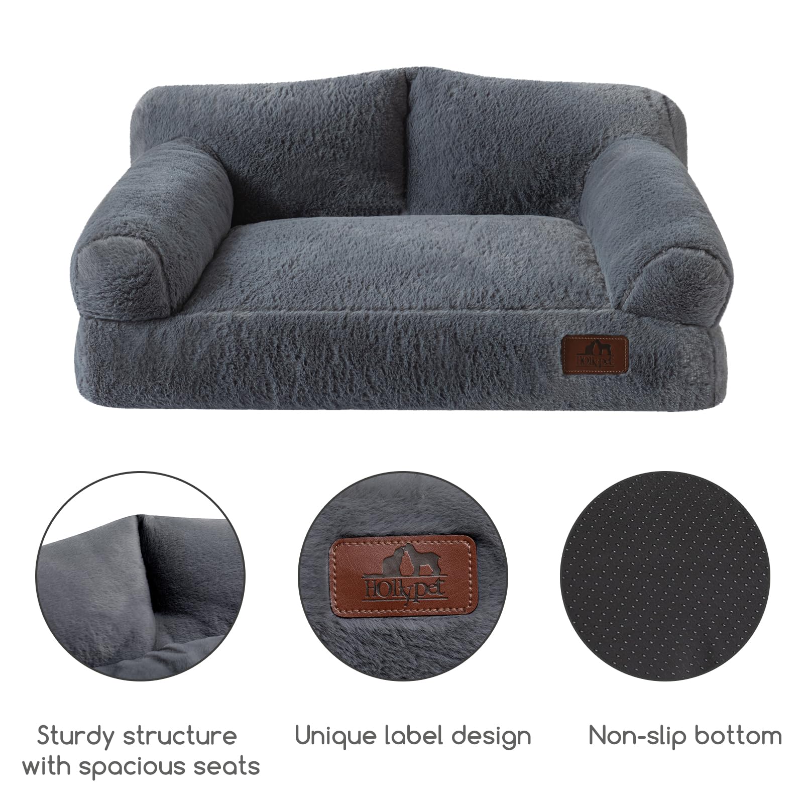 Hollypet Fluffy Plush Bed placed in a stylish living room setup.