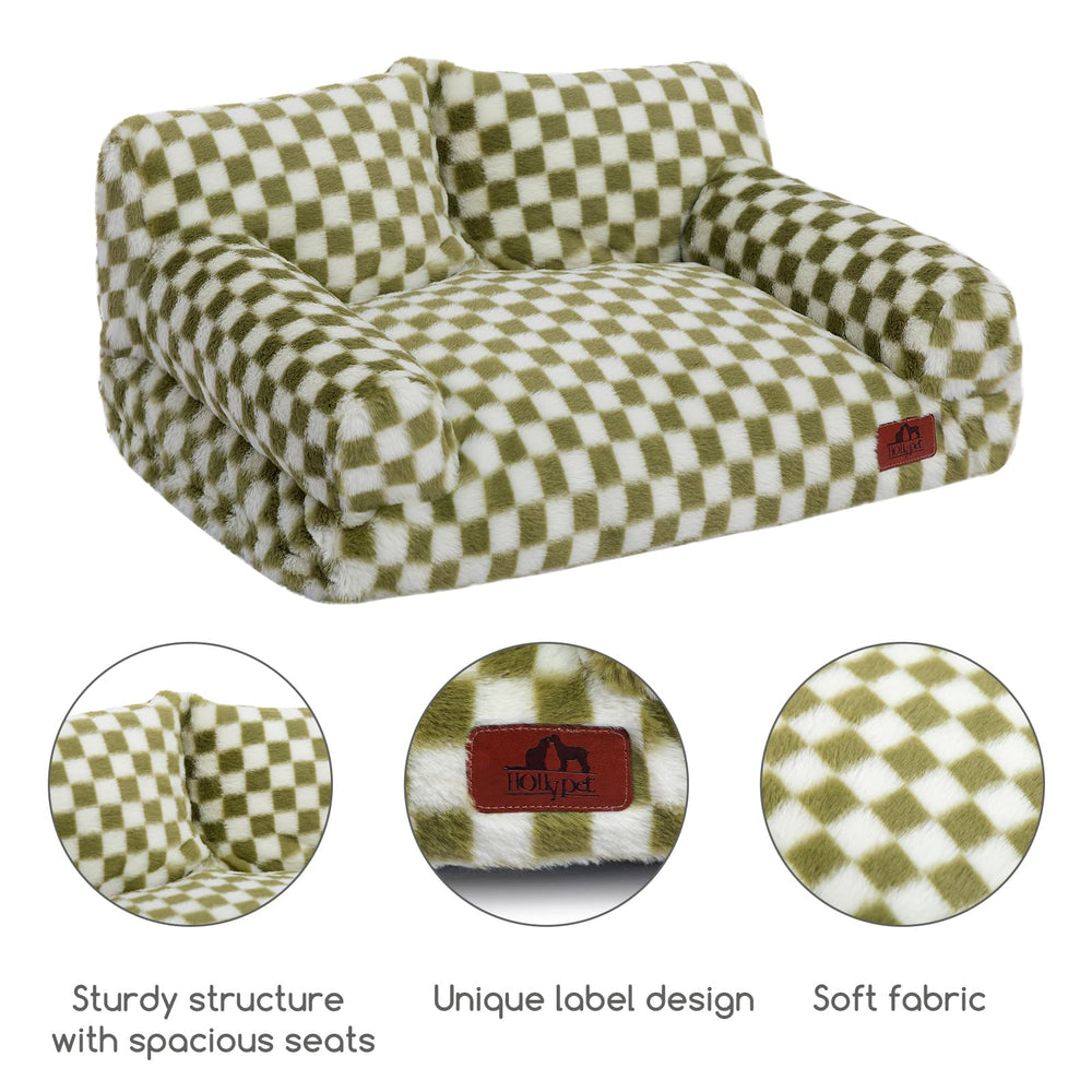 Hollypet Fluffy Plush Sofa Bed closeup of plush fabric and cushioning