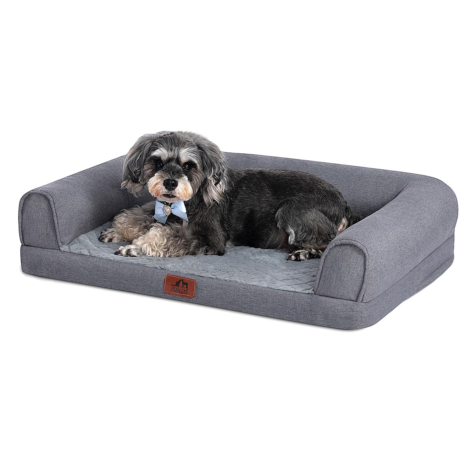 Hollypet orthopedic dog bed neck-support close-up for deep sleep comfort