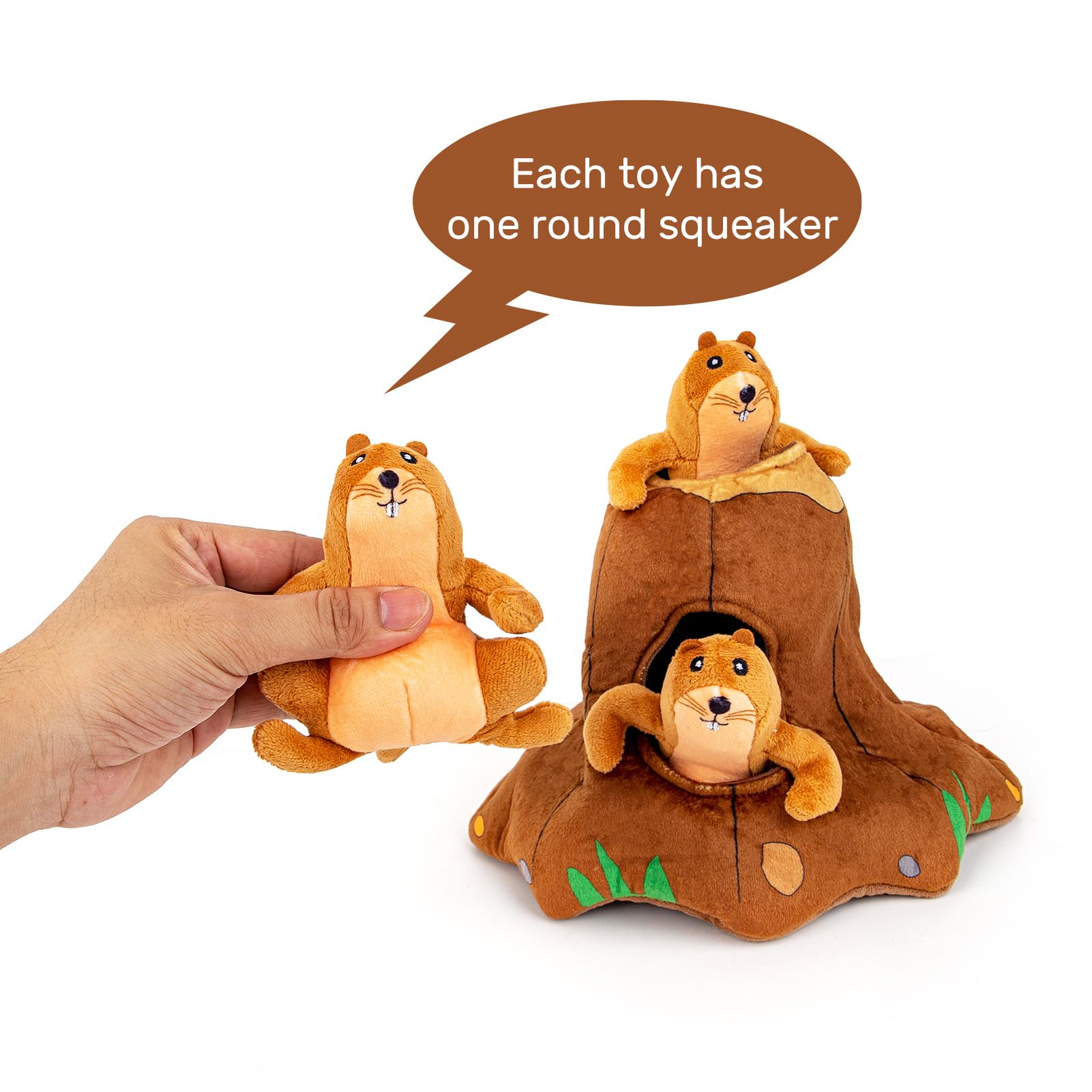 Hollypet plush dog toy pack with three toys ready for fetch and chew sessions
