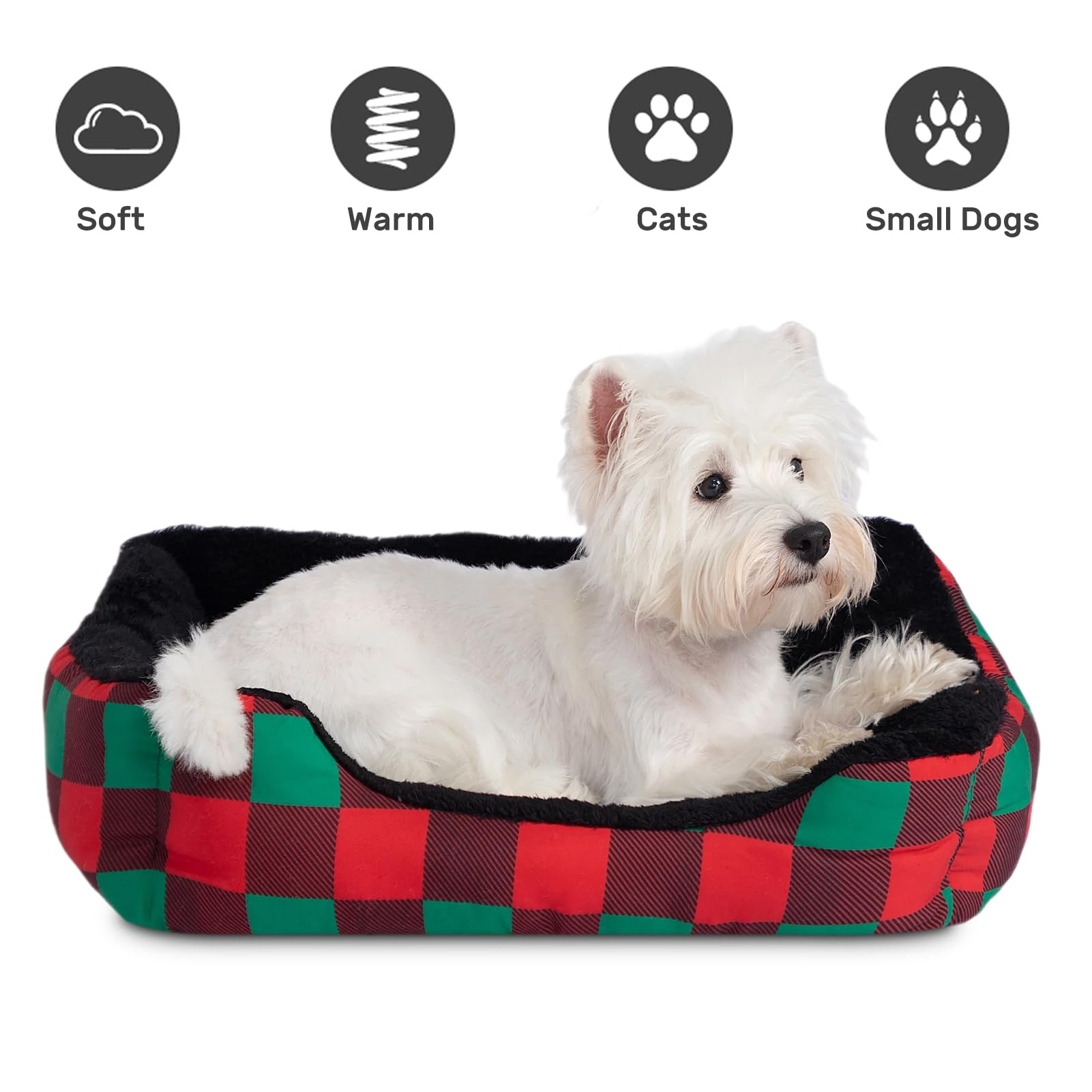 Hollypet Rectangular bed raised rim close-up emphasizes restful head and neck comfort
