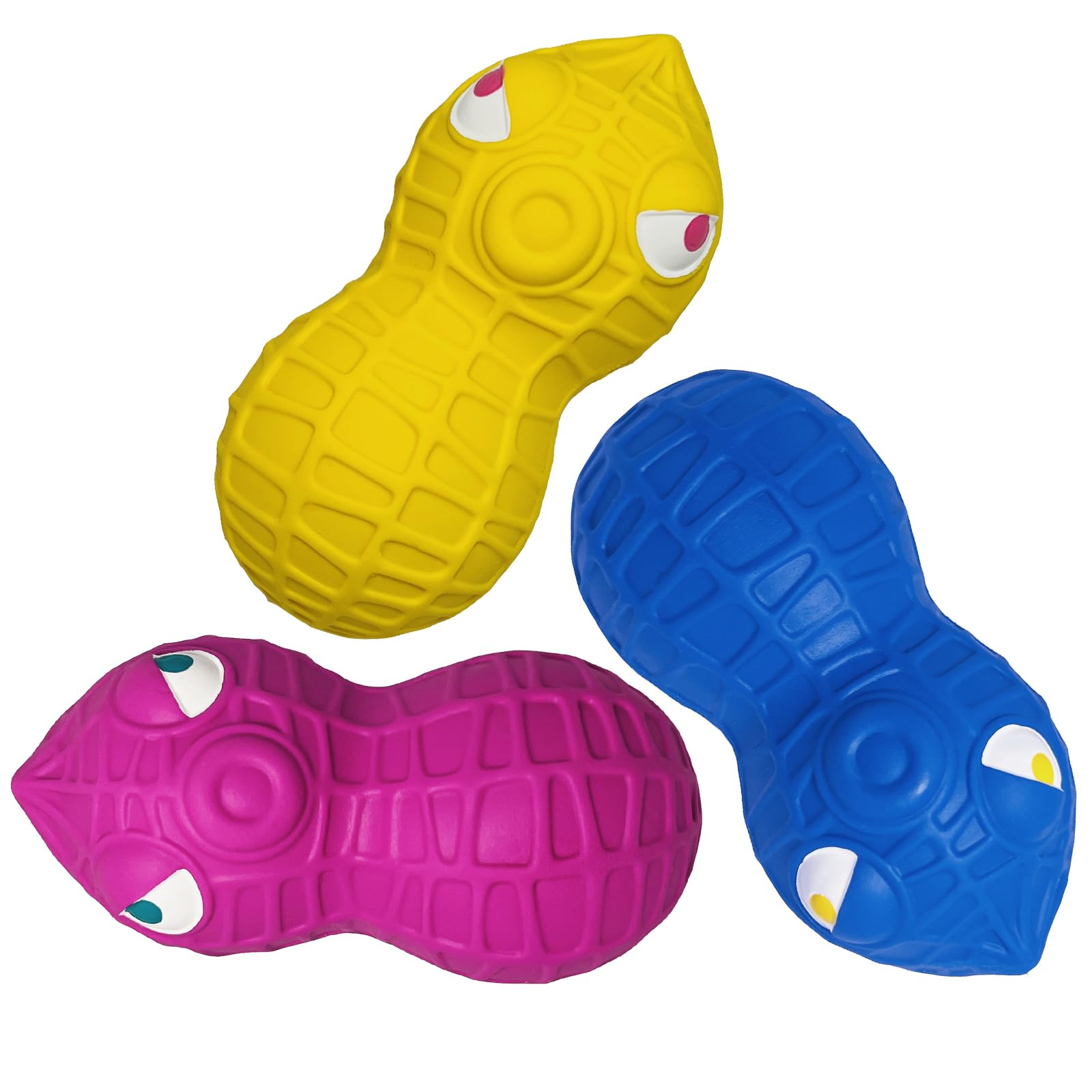 HOLYSTEED peanut-squeak-toy closeup shows soft latex texture ideal for gentle teething play.