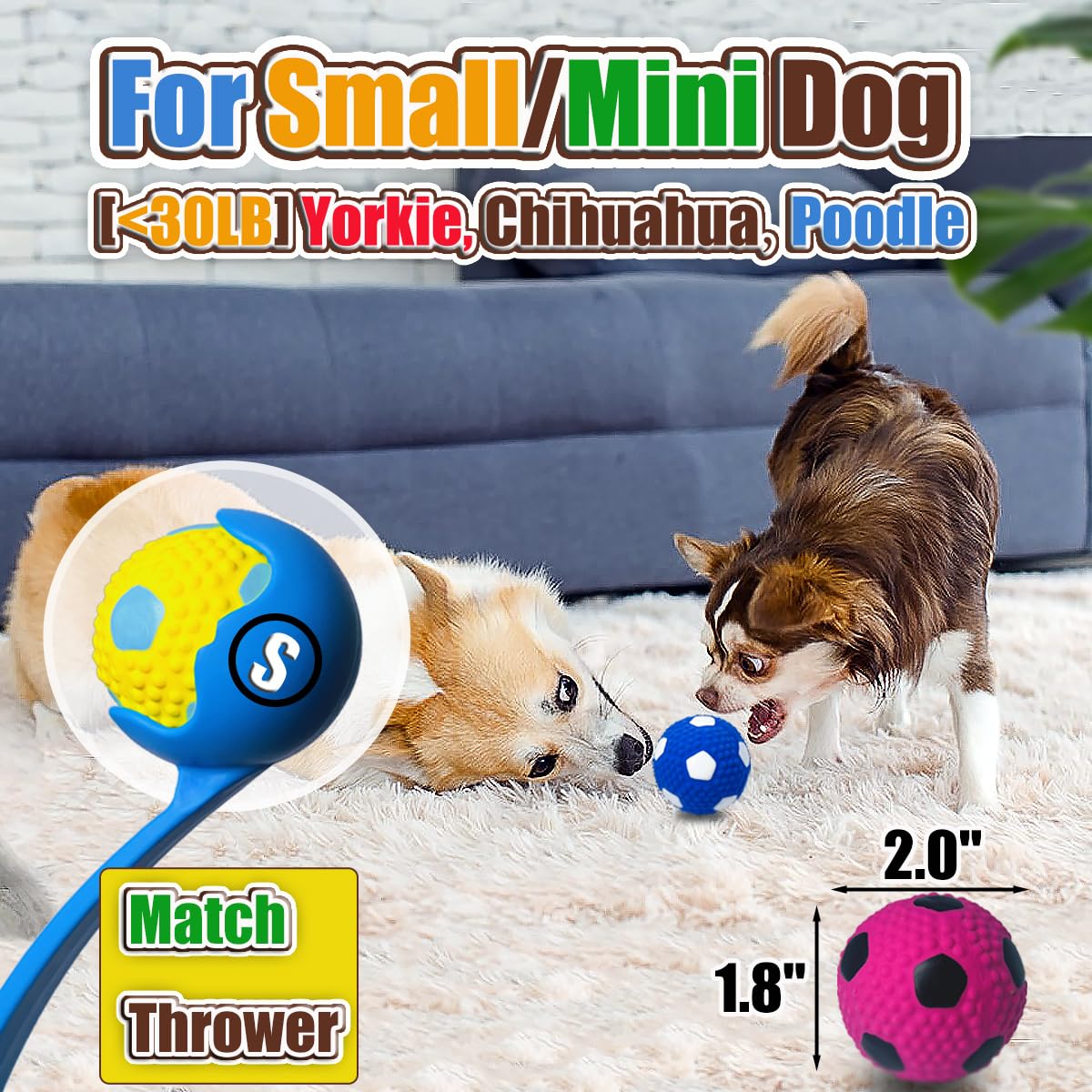 HOLYSTEED soft latex ball with squeaker enhances tactile fun for gentle chewers.