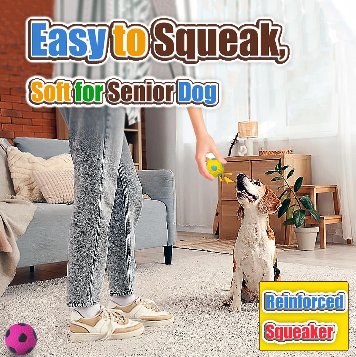 HOLYSTEED squeaky dog ball textured surface for dental massage