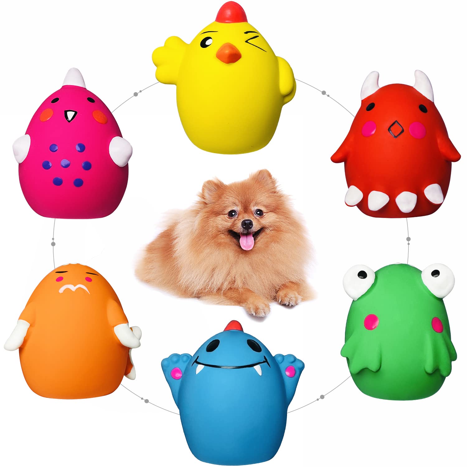 HOLYSTEED squeaky dog toys 6pc set packaging for interactive play