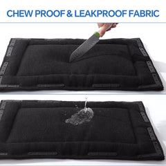 HOMBYS bed waterproof fabric closeup showcases liquid repellent surface for spills and muddy paws.