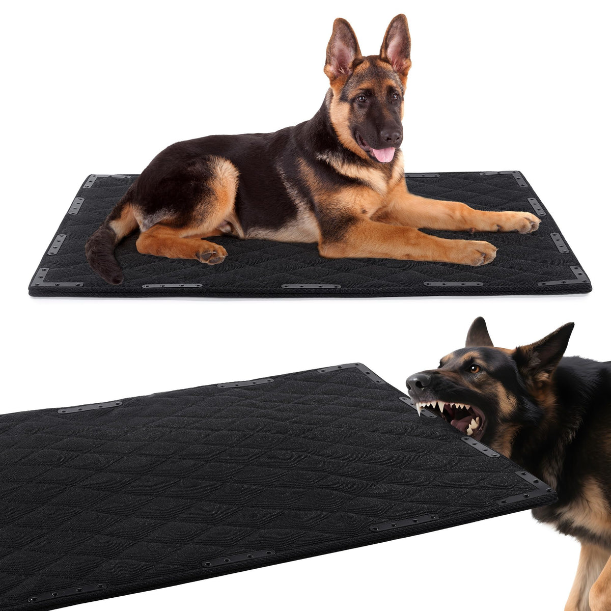 HOMBYS chew-proof dog bed mat with edge rivets showing rugged durability for aggressive chewers