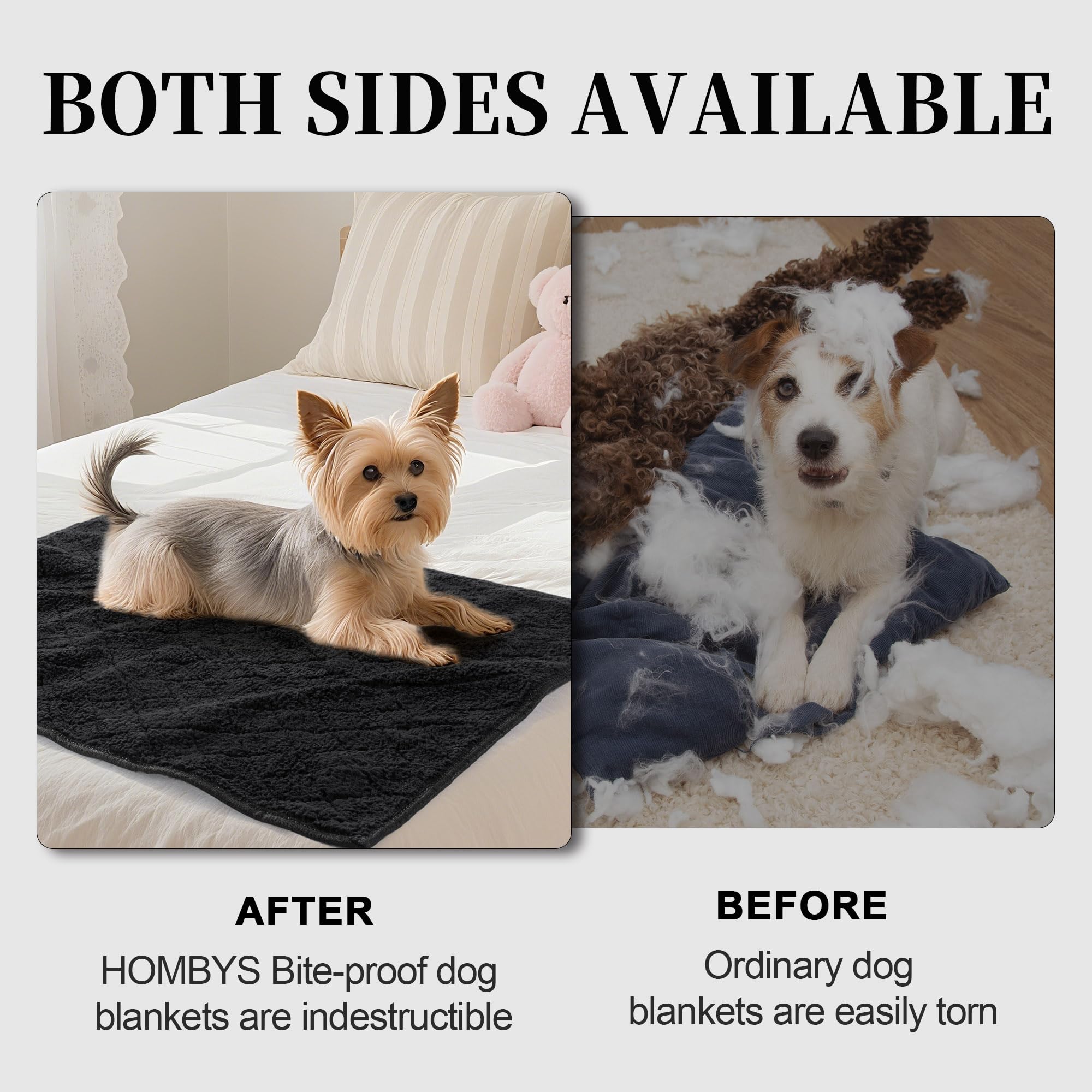 HOMBYS indestructible chew-proof dog blanket on sofa protects upholstery from scratches, fur, and moisture