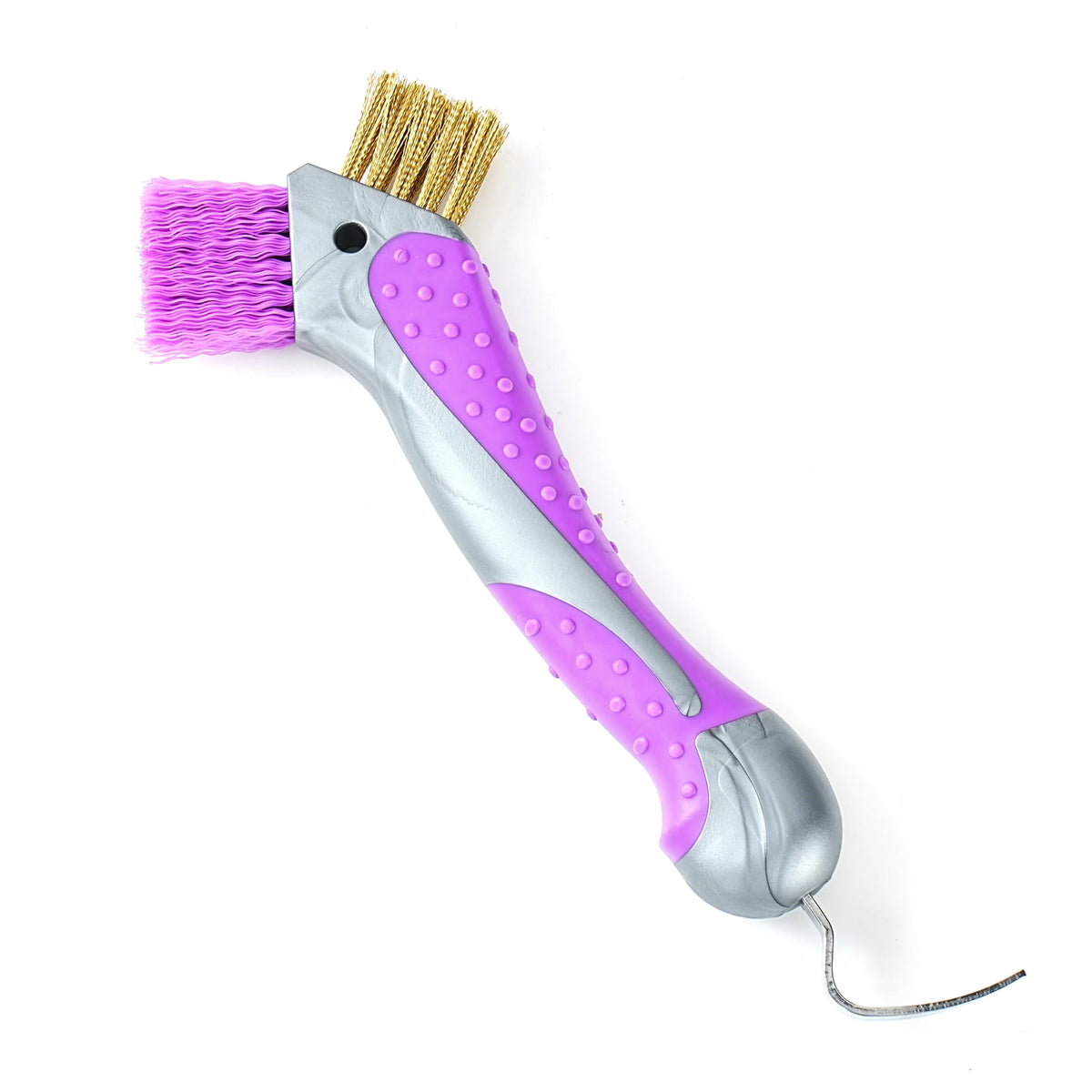 Homcare hoof pick dual brush ready for thorough hoof cleaning.