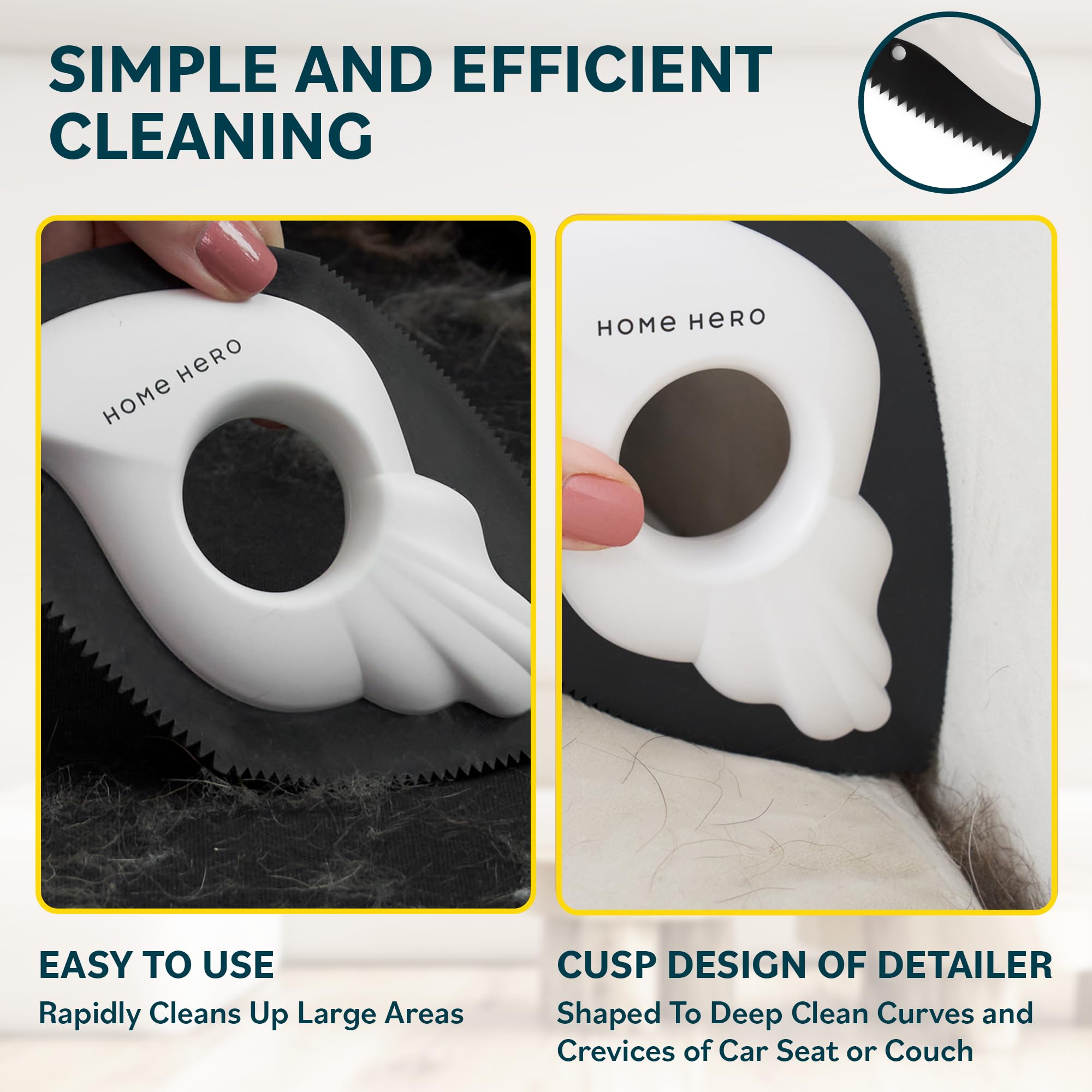 Home Hero Pet Hair Remover Tool catchment chamber captures fur for reuse