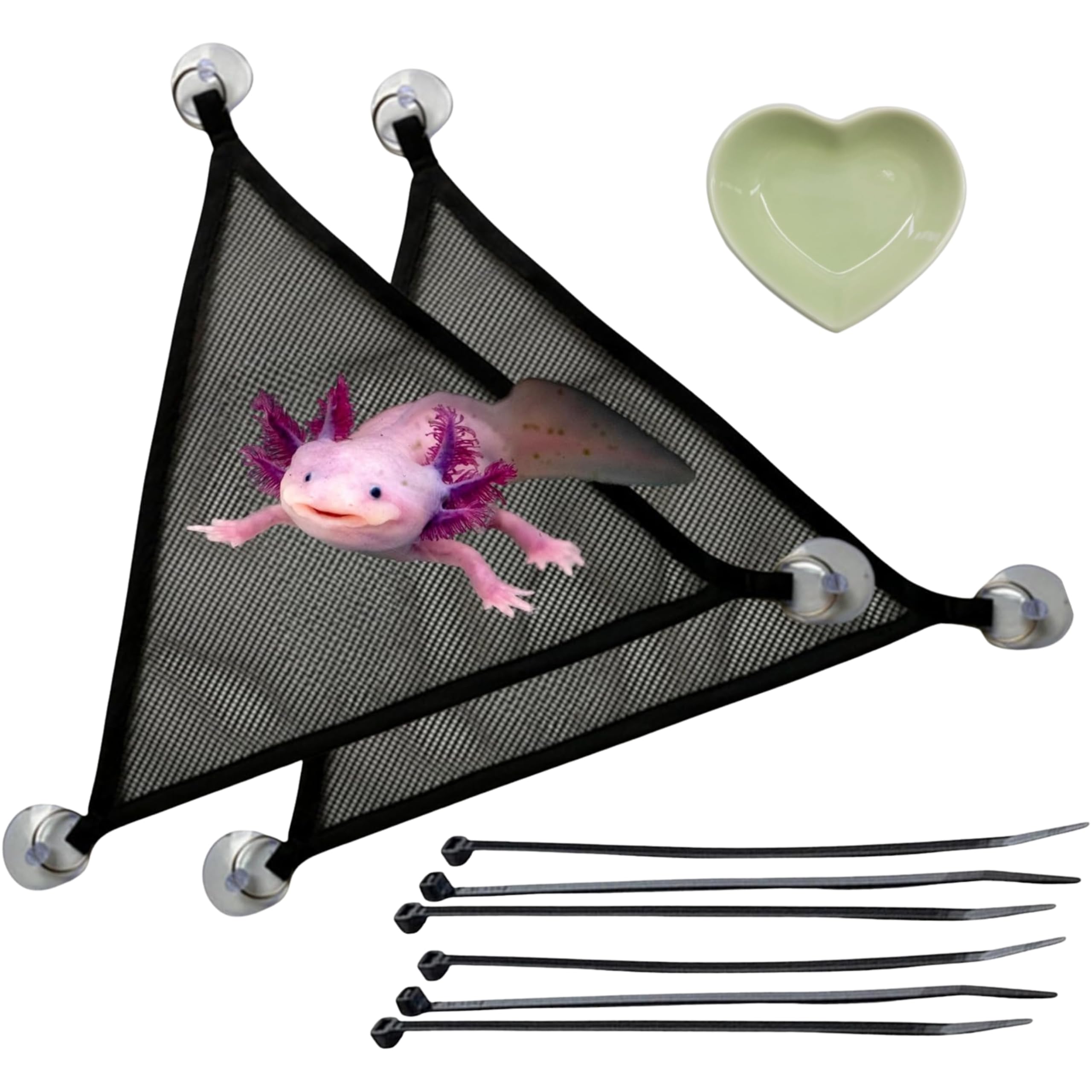 Homedy Crafts axolotl hammock in aquarium provides a natural resting spot and enrichment.