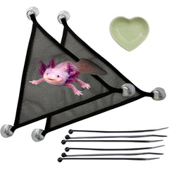 Homedy Crafts axolotl hammock in aquarium provides a natural resting spot and enrichment.