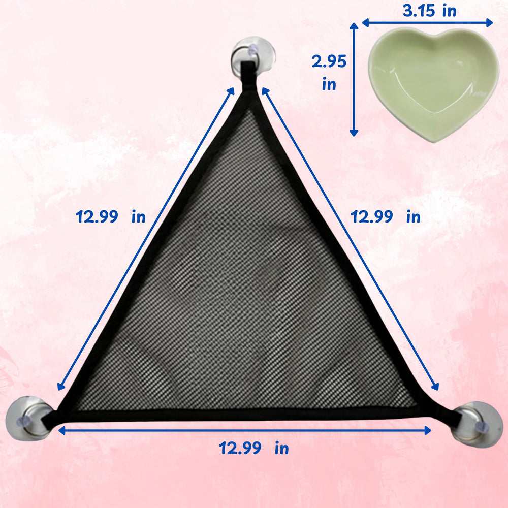 Homedy Crafts axolotl hammock with ceramic feeding dish offers convenient, clean meal setup.