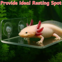 Homedy Crafts Axolotl Hammock Ledge blue suction cups in action secure attachment on glass.