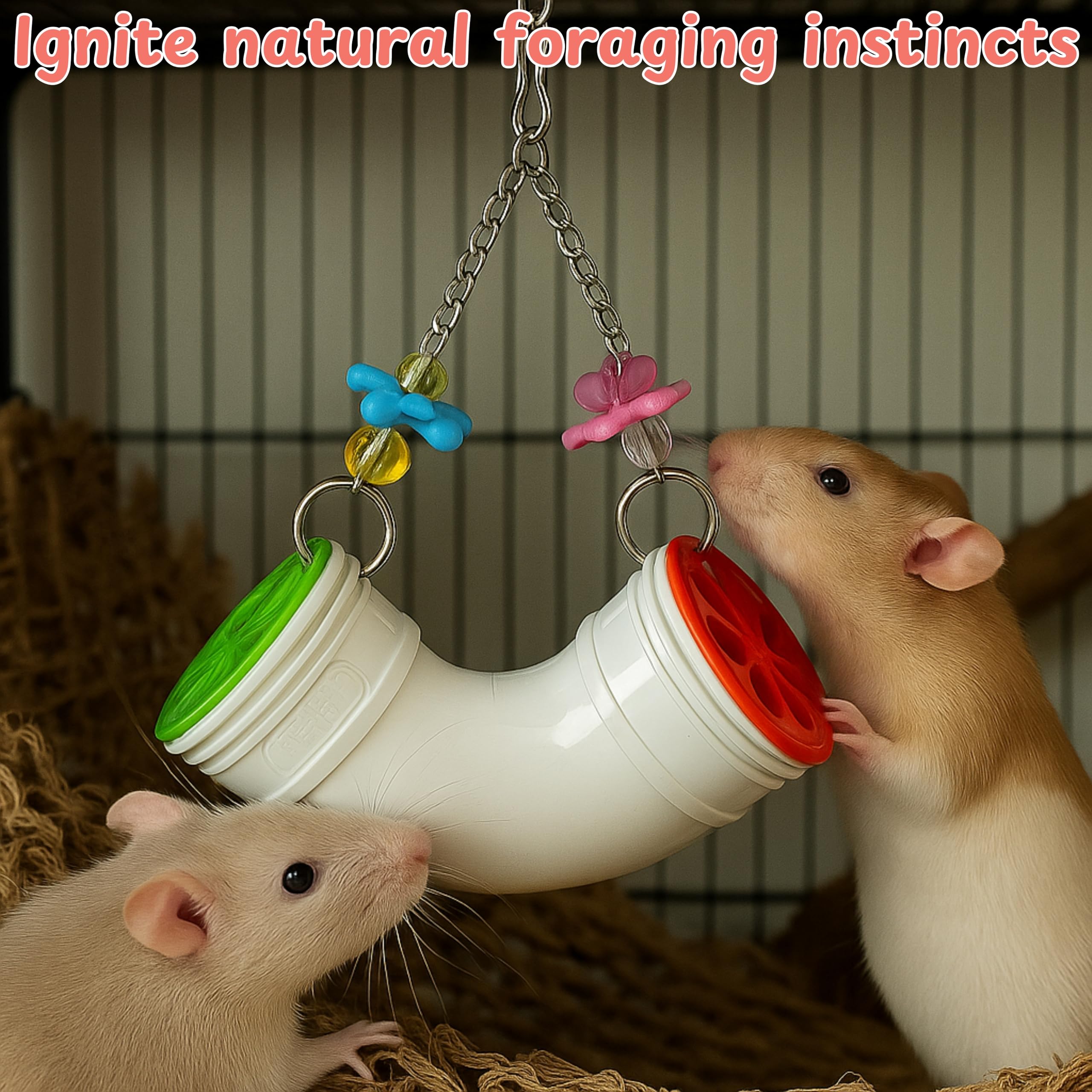 Homedy Crafts rat enrichment toy with hanging attachment for easy cage use