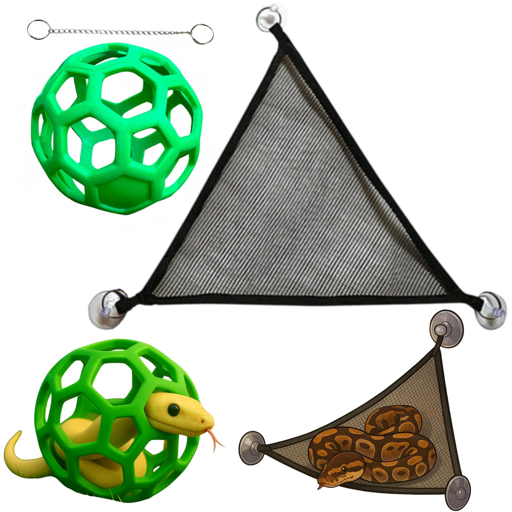 Homedy Crafts snake-enrichment-ball-hammock promotes active play and exploration in small terrariums.
