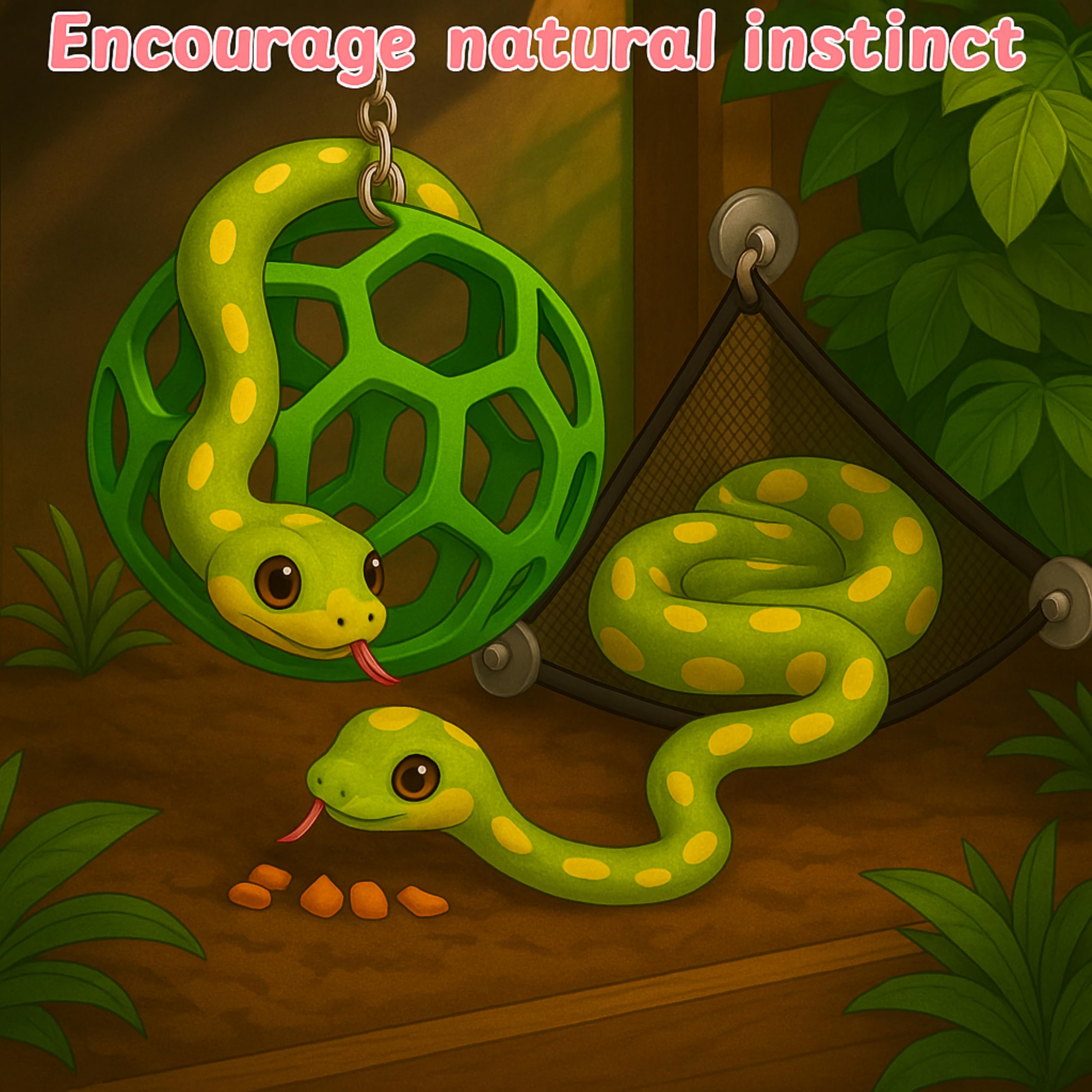 Homedy Crafts snake-hammock-suction-cups securely attach to glass for safe enrichment.