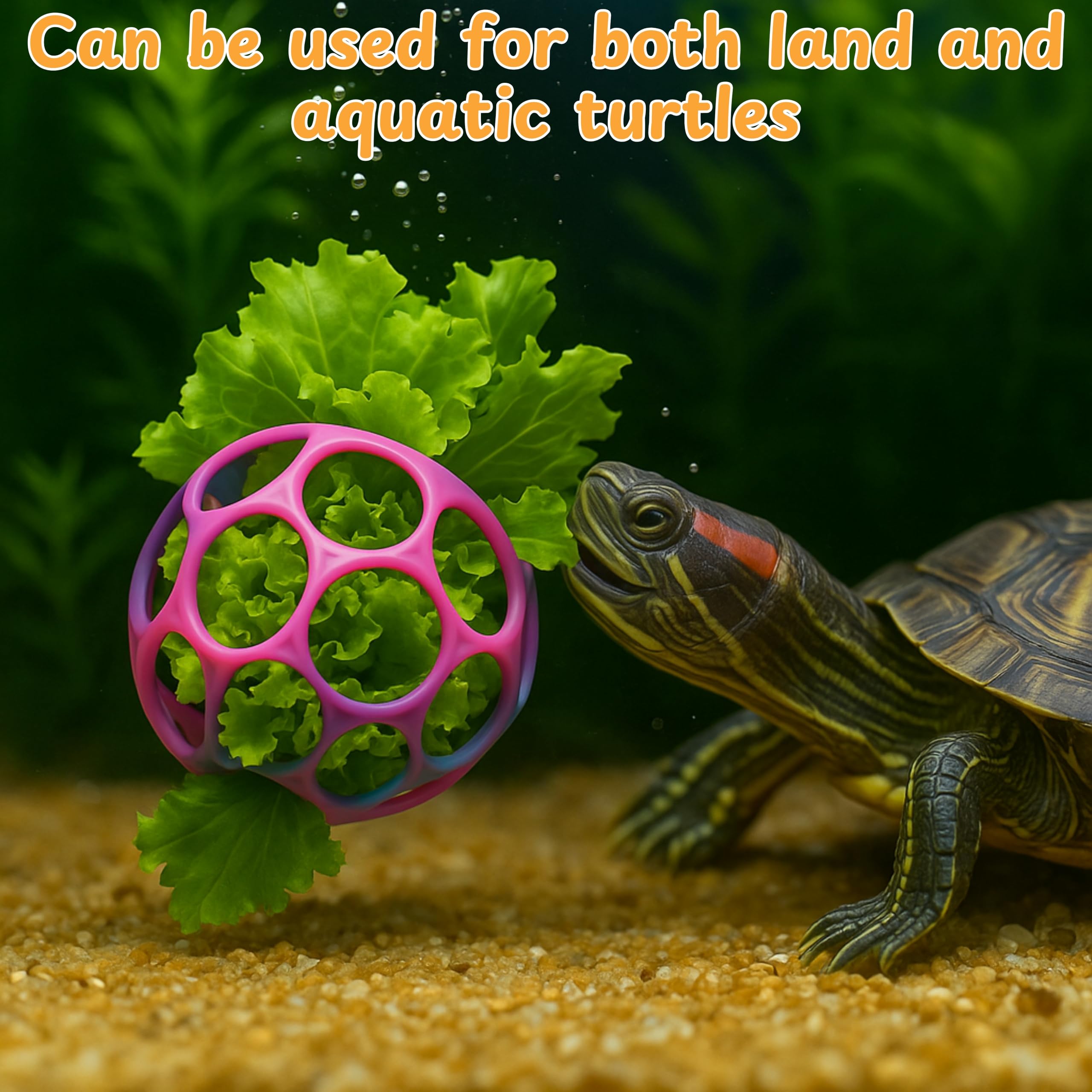 Homedy Turtle Tank Accessories feeder ball in-use during mealtime