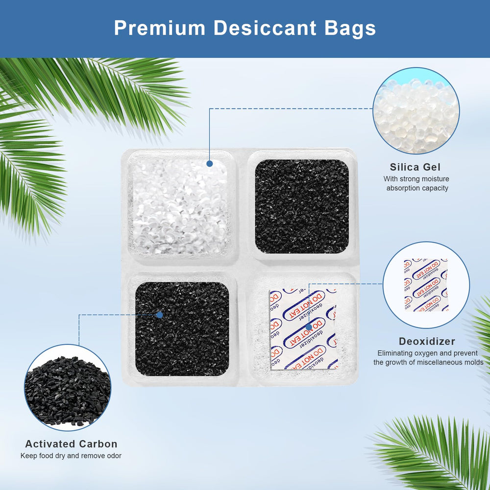 HomeFio desiccant bags 12-pack packaging back view shows value.