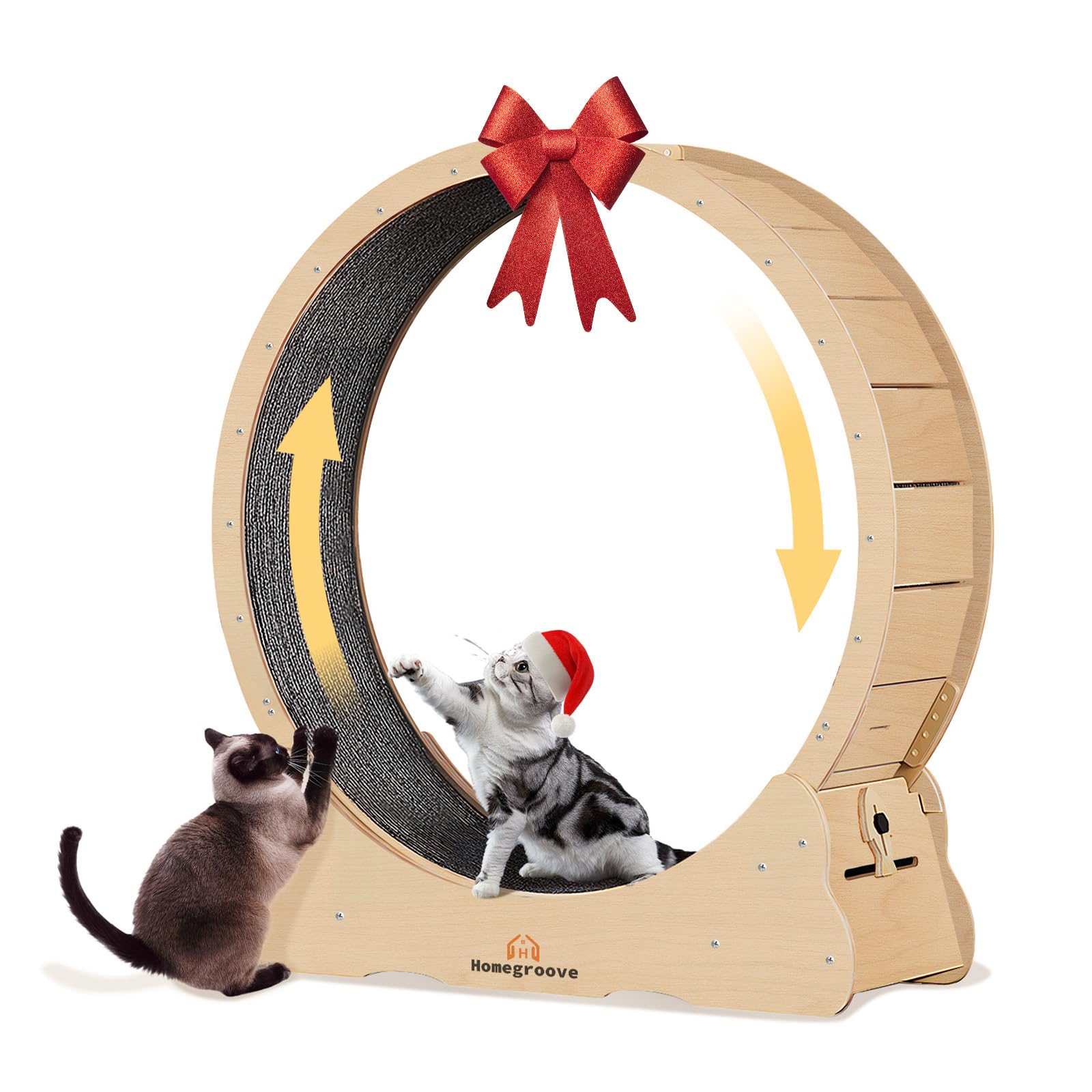 Homegroove cat wheel assembled setup demonstrates sturdy construction and easy installation.