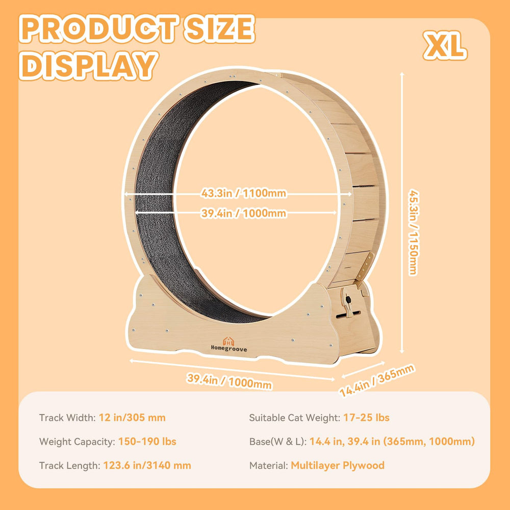 Homegroove cat wheel easy-clean scratch pad supports quick maintenance.