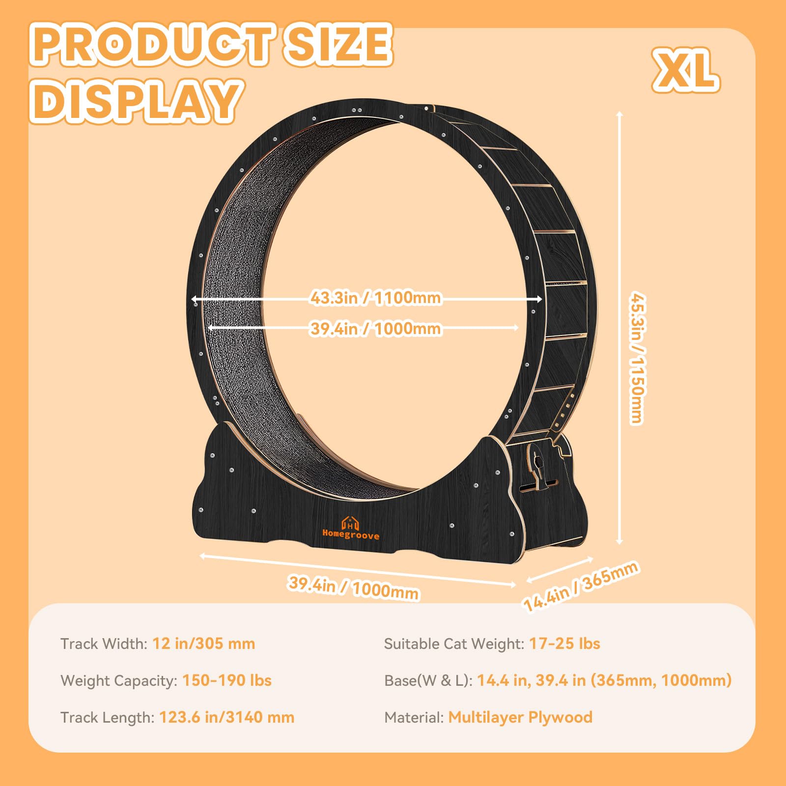 Homegroove Cat Wheel built-in security lock keeps playtime supervised